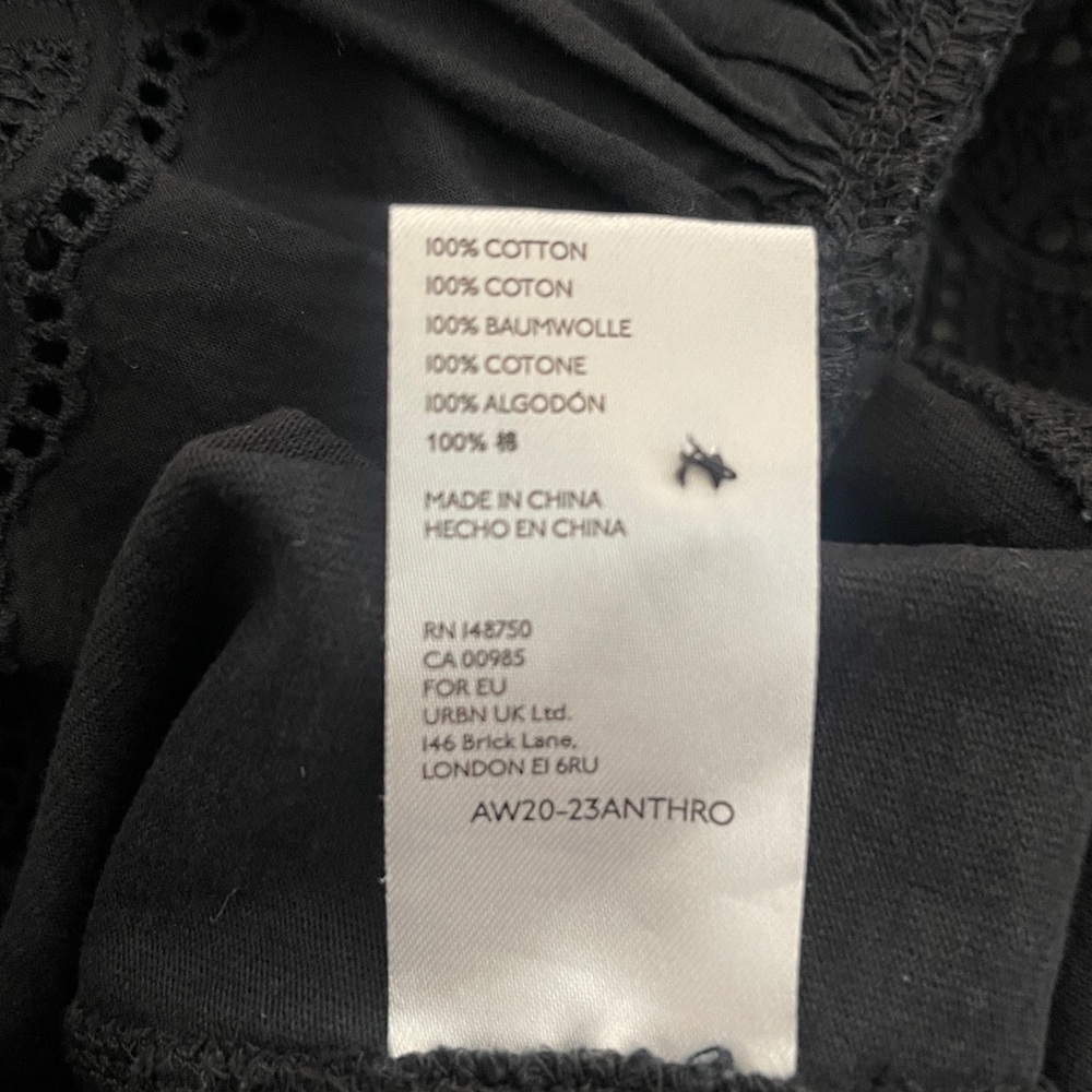 Anthropologie Othilia Idina Black Babydoll Ruffle gothicPuff Sleeve Eyelet Top S - Picture 6 of 8